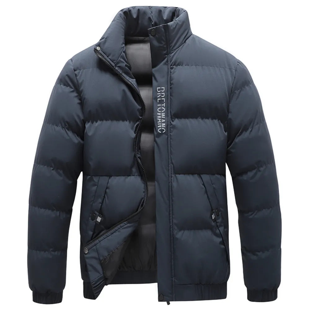 Giacca blu trapuntata uomo, calda e confortevole, elegante e resistente per l'inverno.