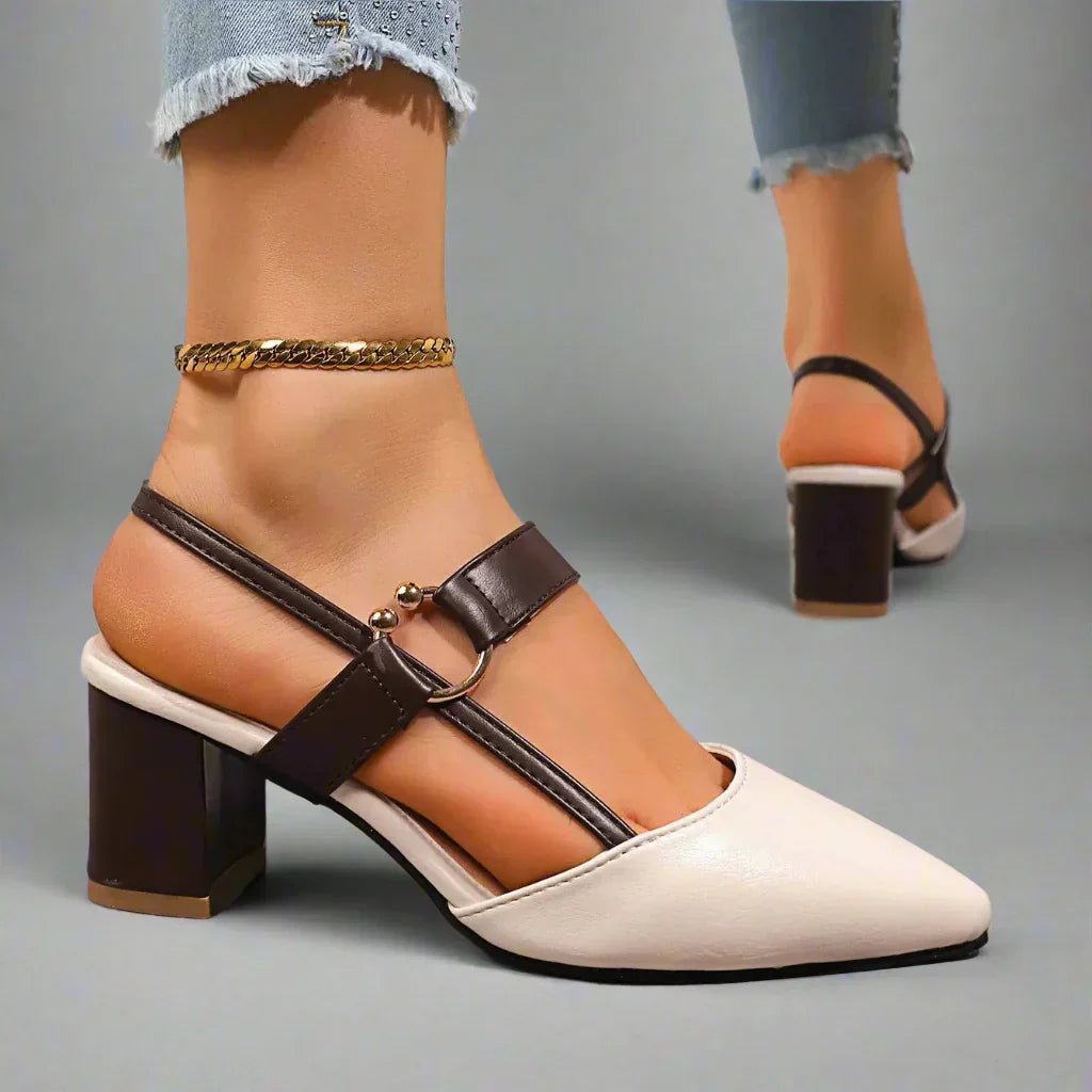 Scarpe donna slingback comode con tacco largo per eleganza quotidiana. Calzature eleganti per ogni occasione.