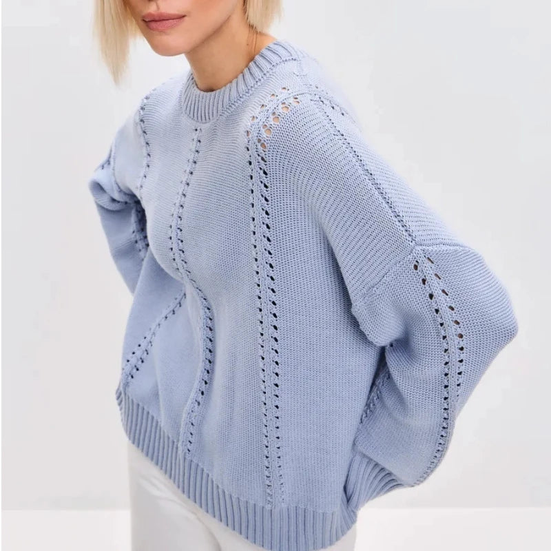 Maglione donna oversize girocollo, look elegante e rilassato.