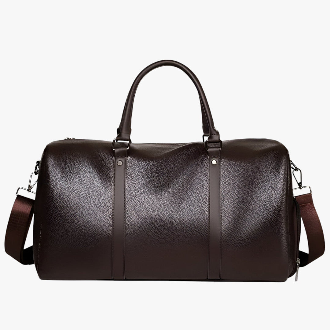 Borsone sportivo uomo nero con tracolla rimovibile, versatile per palestra e brevi viaggi.