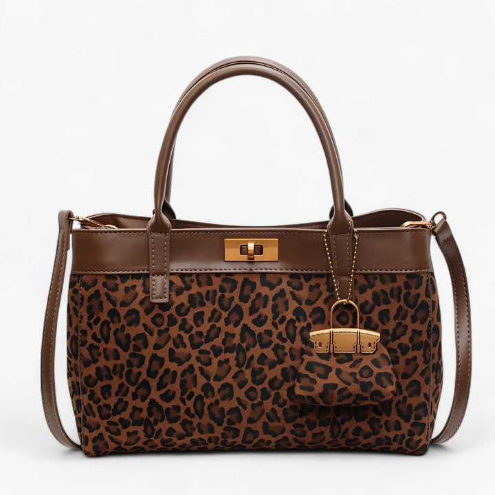 Borsa tote leopardata da donna, stile safari chic. Accessorio moda elegante e audace, perfetta per ogni giorno.