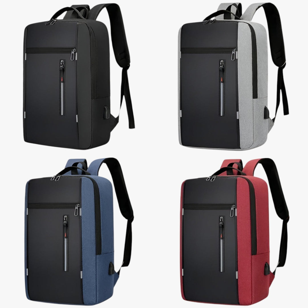 Zaino nero versatile porta laptop 15.6 pollici, ideale per lavoro, viaggio e uso quotidiano urbano.