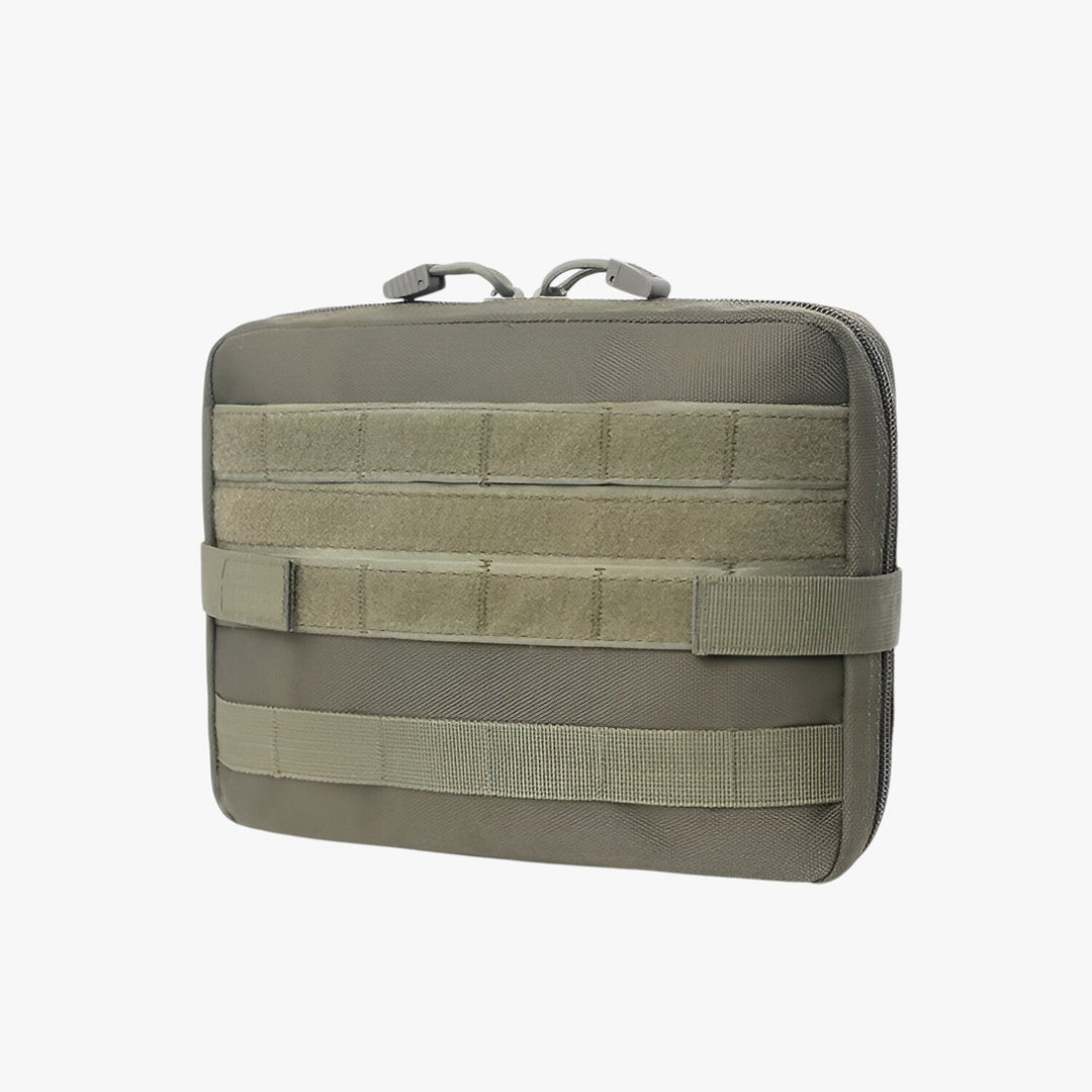 Borsa di pronto soccorso compatta unisex in tessuto resistente verde militare, essenziale per adulti.