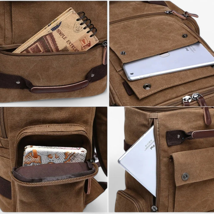 Zaino da uomo blu per laptop 15.6", con design multitasche per massima organizzazione.
