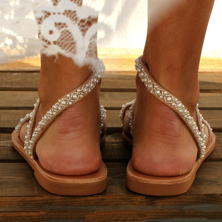 Sandali donna leggeri, minimalisti beige per comfort superiore, con cinturino regolabile per scarpe estive.