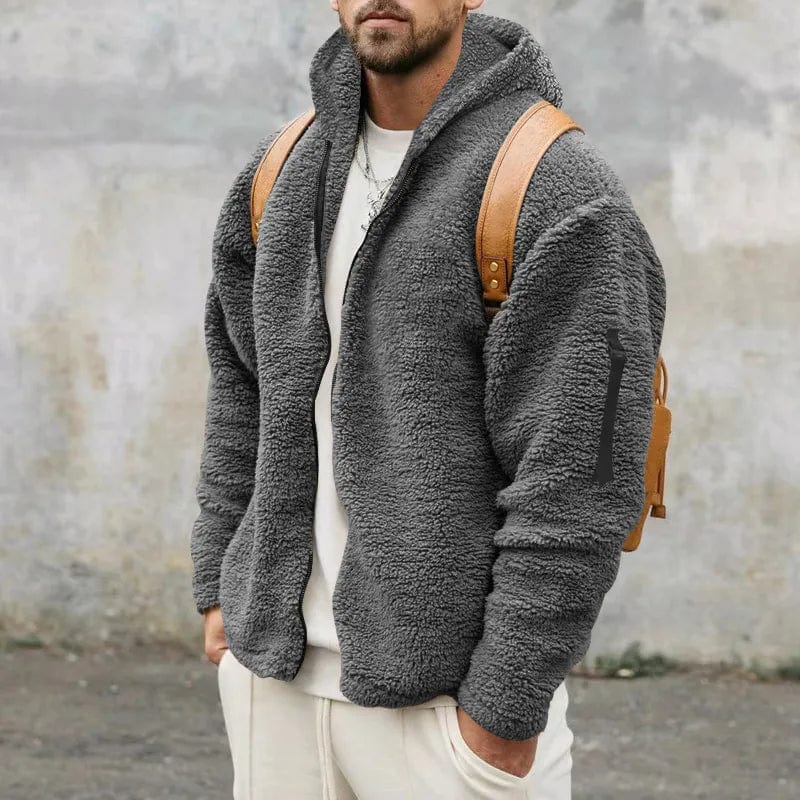 Giacca uomo invernale con cappuccio, calda e confortevole per outfit casual di stile.