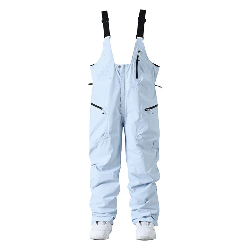 Pantaloni sci impermeabili unisex, essenziali per la neve. Con bretelle e protezione dagli elementi. [[lstfy-media:5]]