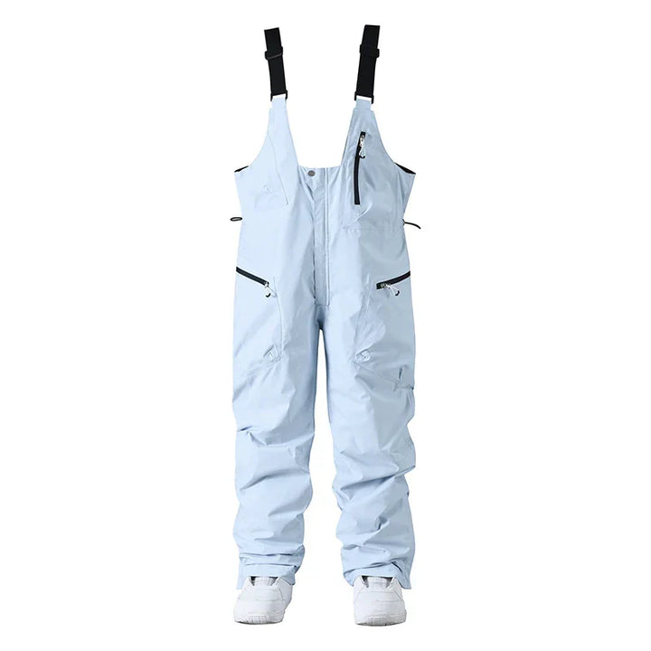Pantaloni sci impermeabili unisex, essenziali per la neve. Con bretelle e protezione dagli elementi. [[lstfy-media:5]]