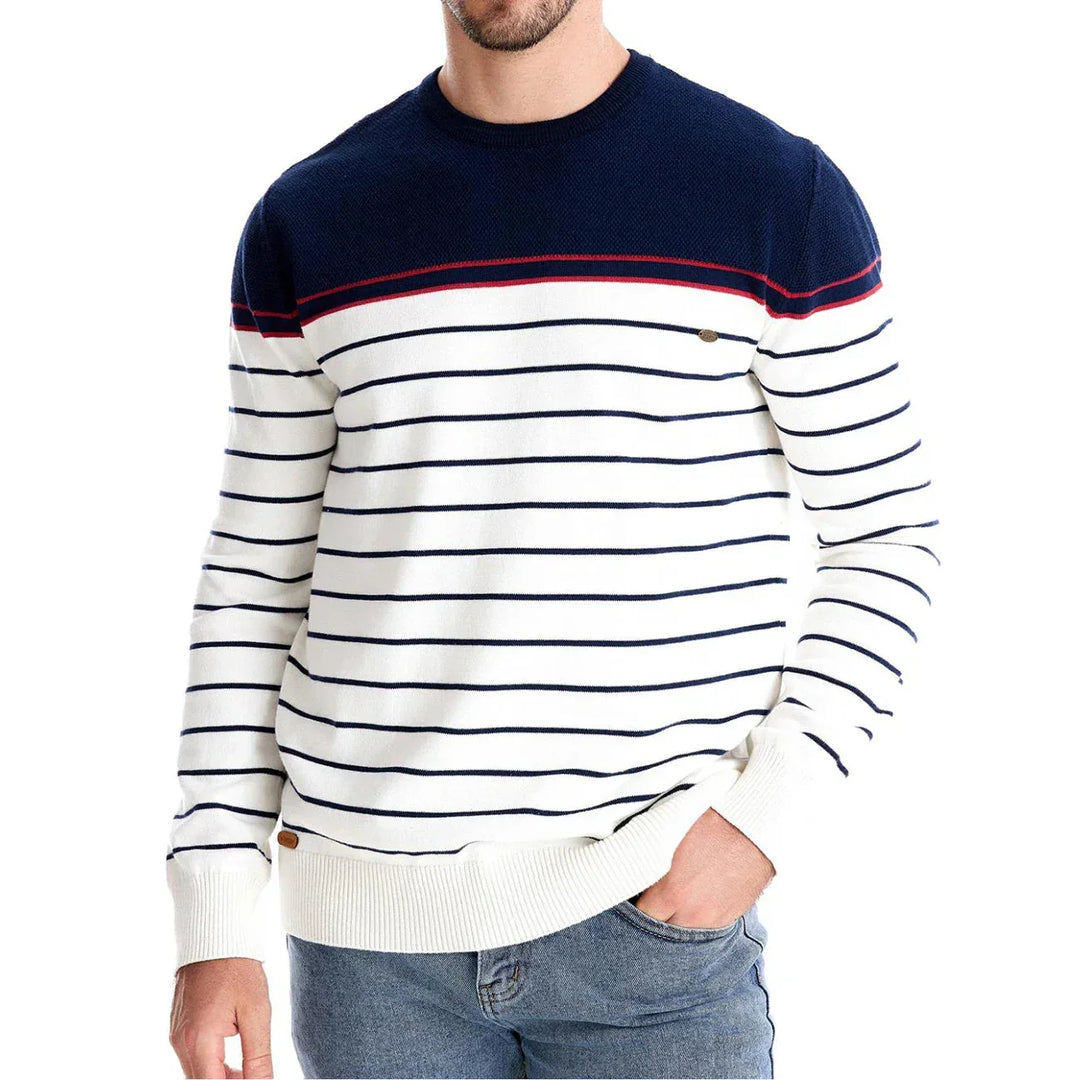 Maglione da uomo a righe, in maglieria calda e confortevole. Perfetto per uno stile elegante ma casual in inverno.