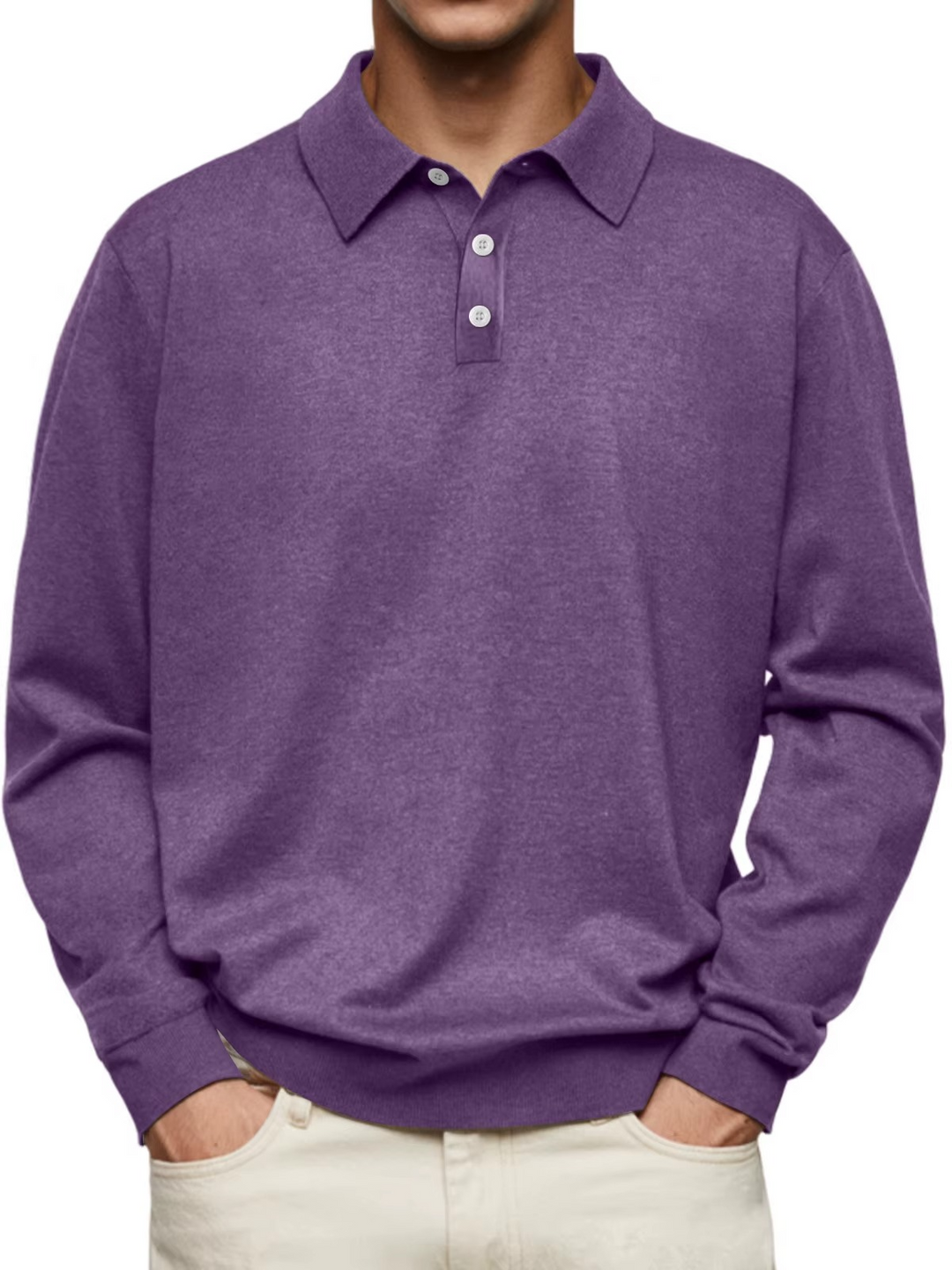 Polo da uomo a manica lunga, vestibilità regolare. Maglia casual elegante, ideale per un outfit maschile versatile.
