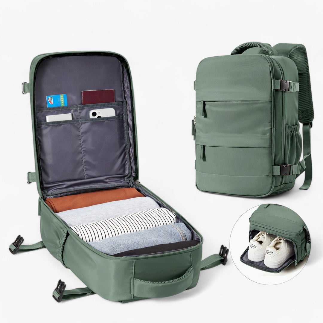 Zaino uomo compatto per viaggio e uso quotidiano, ideale come bagaglio a mano cabina.