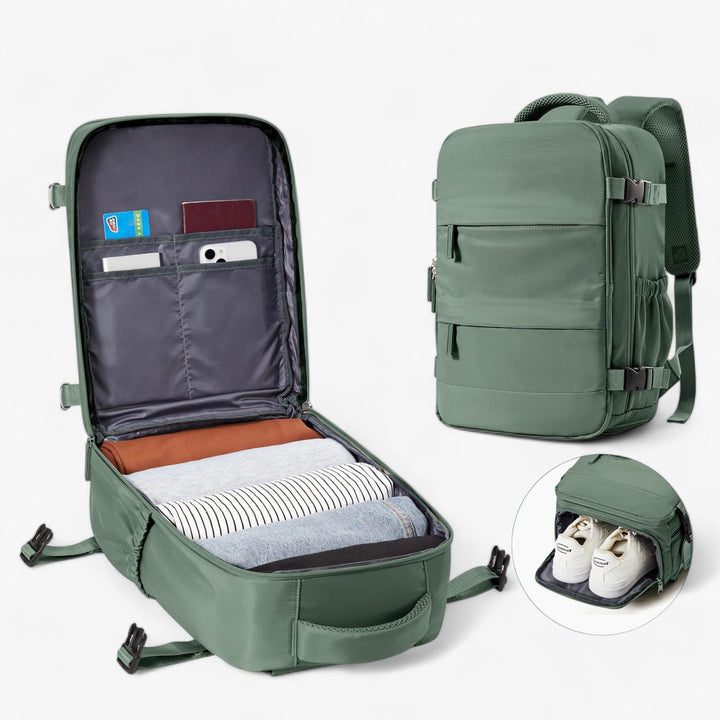 Zaino uomo compatto per viaggio e uso quotidiano, ideale come bagaglio a mano cabina.