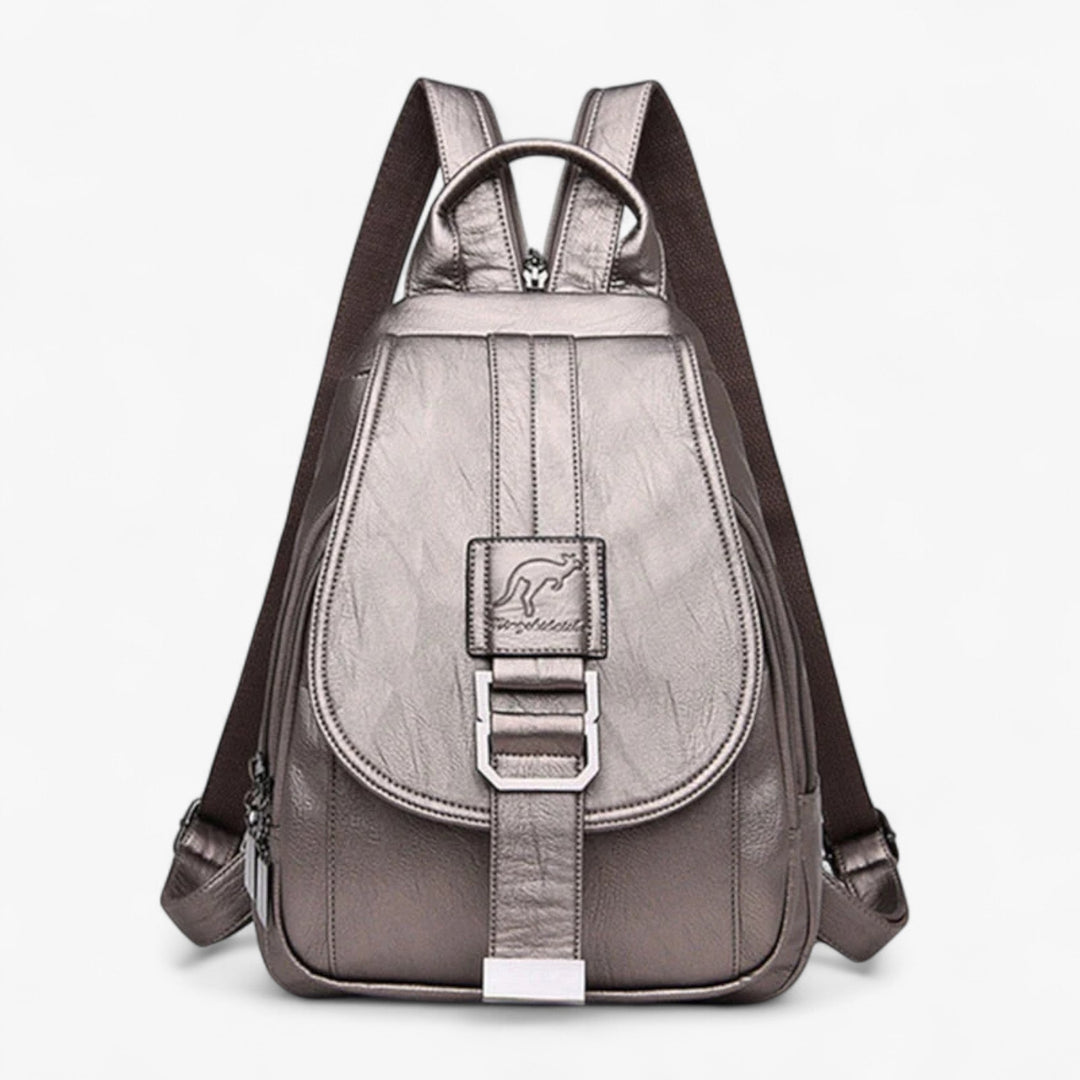 Zaino donna con patta, design multicolore, borsa spaziosa per accessori essenziali.