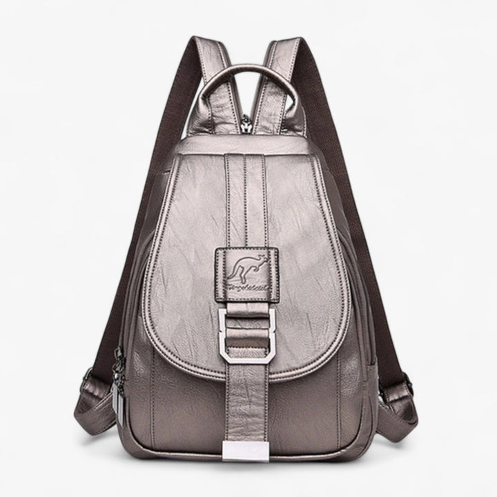 Zaino donna con patta, design multicolore, borsa spaziosa per accessori essenziali.