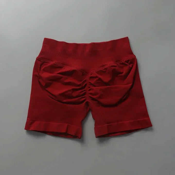 Short seamless donna blu, vita alta, ideali per yoga, fitness e corsa.