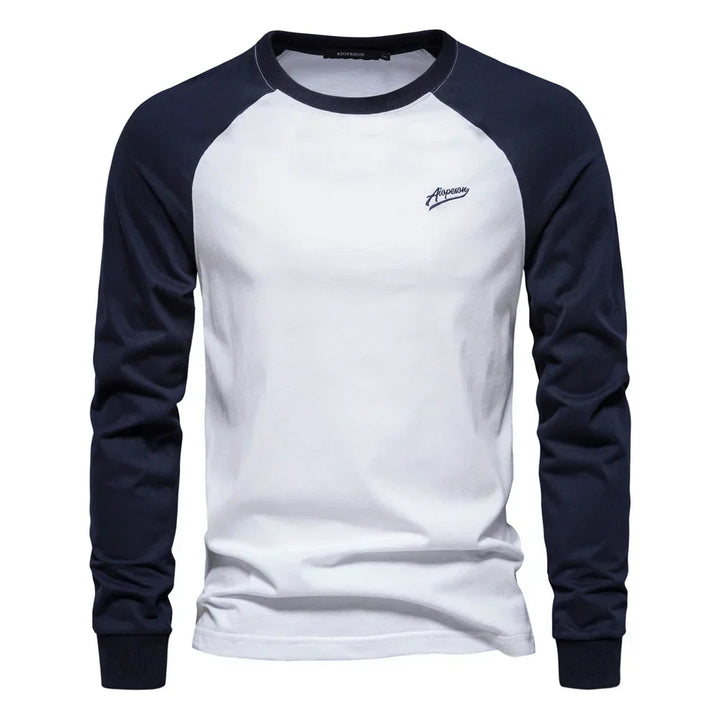 Camicia da uomo casual a maniche lunghe, vestibilità slim e design raglan, ideale per la moda maschile autunnale.