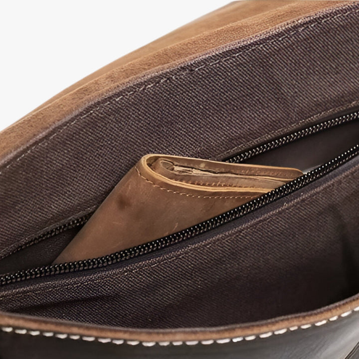 Borsa a tracolla unisex con patta, design moderno ed elegante, adatta per uomo e donna. Accessorio versatile.