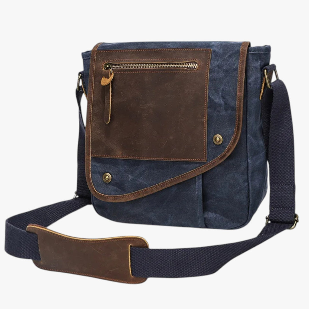 Borsa messenger uomo gialla multitasche con tracolla, accessorio pratico e stiloso per viaggio quotidiano.