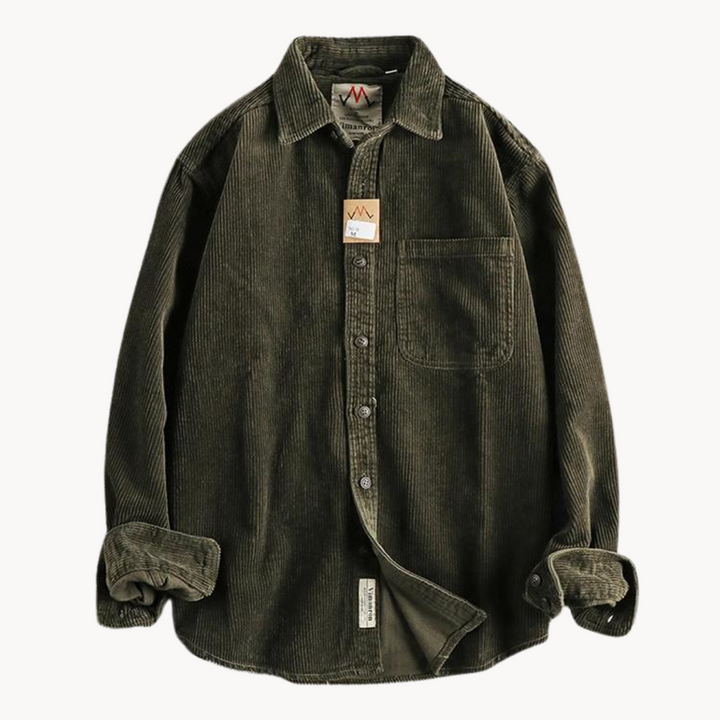 Camicia casual da uomo, tessuto corded, con bottoni, per un look quotidiano e rilassato.
