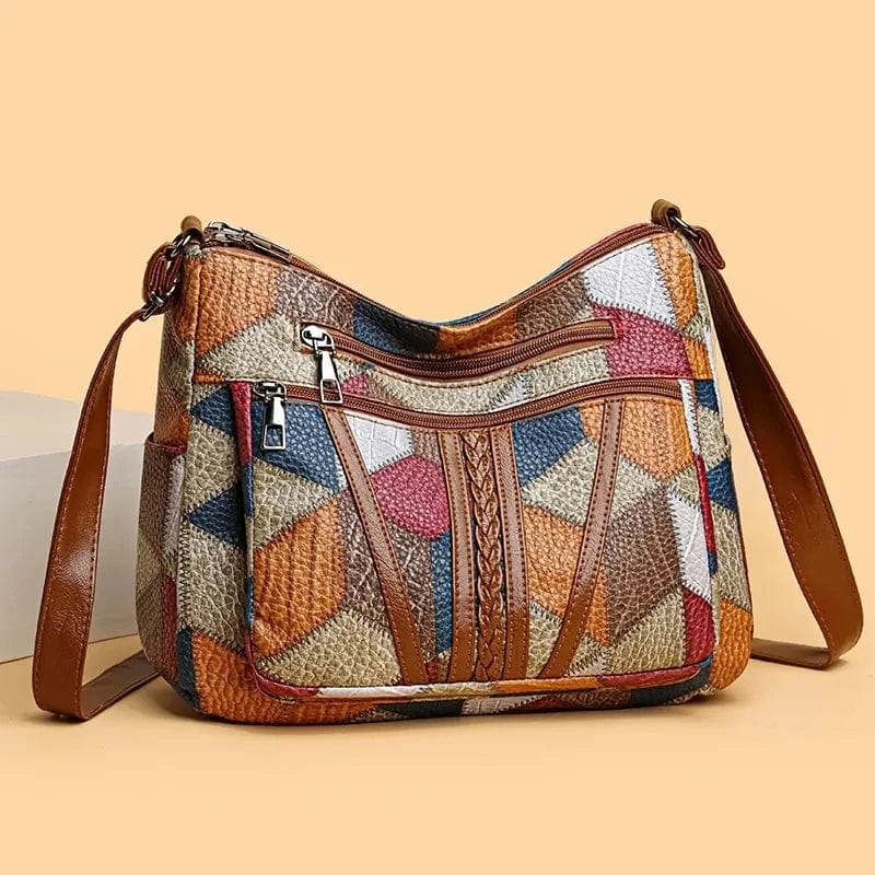 Borsa a tracolla in pelle marrone per donna, pratica e chic, ideale per l'uso quotidiano.