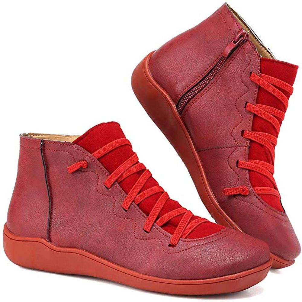 Calzature donna versatili: stivaletti con lacci e pratica zip, ideali per moda e comfort quotidiano.