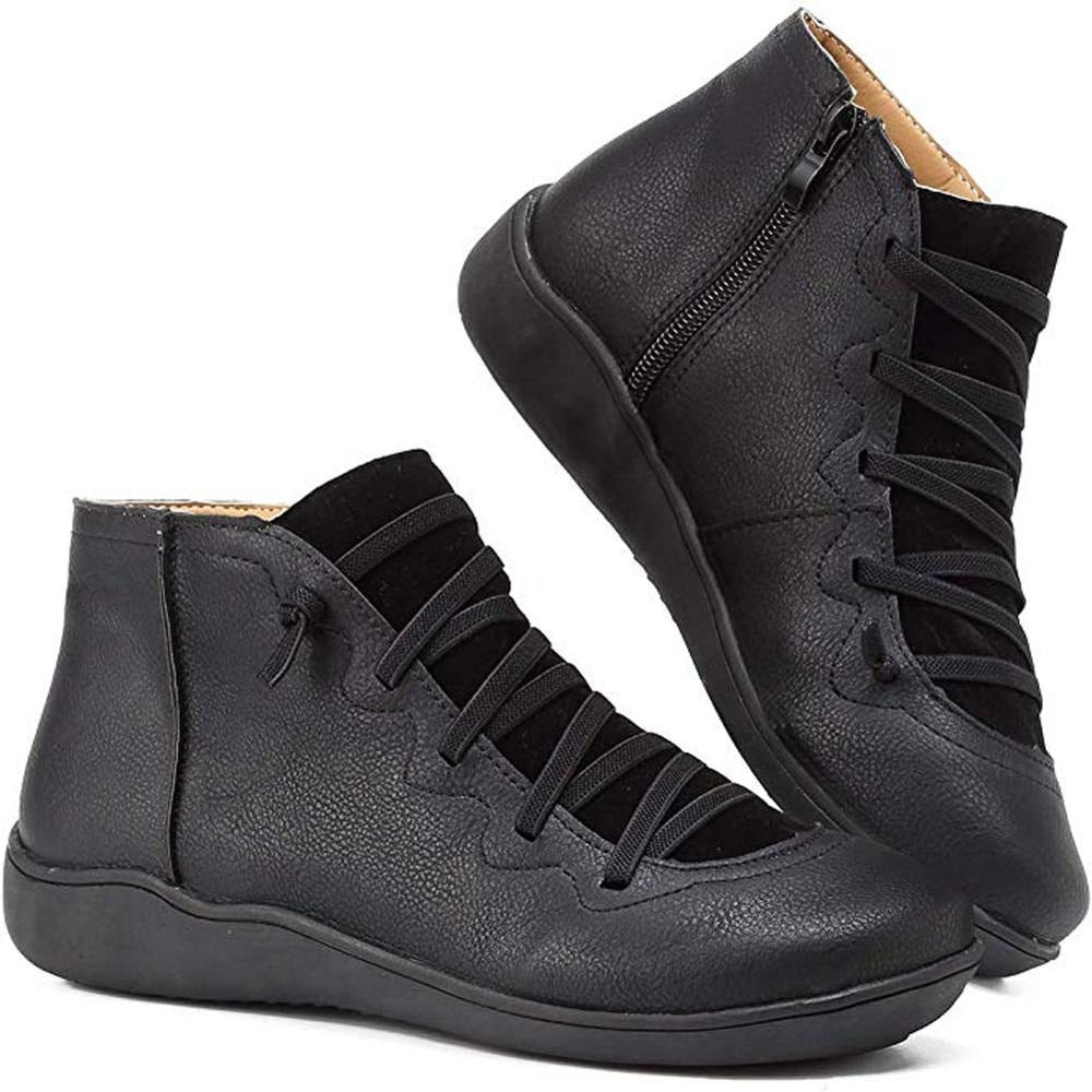 Stivaletti donna con suola bassa, chiusura con lacci e zip per una calzata facile, perfetti per il tuo stile.