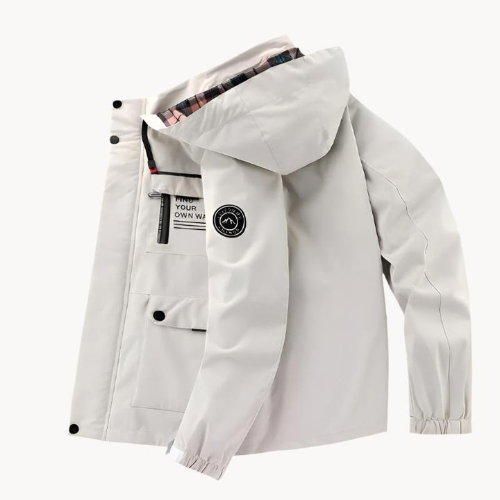 Giacca uomo impermeabile e antivento, perfetta per esterno, look casual e sportivo primavera/autunno.