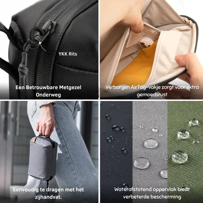 Elegante organizer nero unisex per gadget e accessori tech. Perfetto per mantenere l'ordine in viaggio.