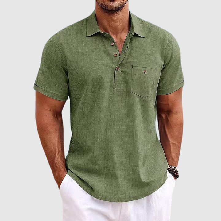 Polo uomo estiva, maglietta a maniche corte traspirante per un look casual elegante e moderno.