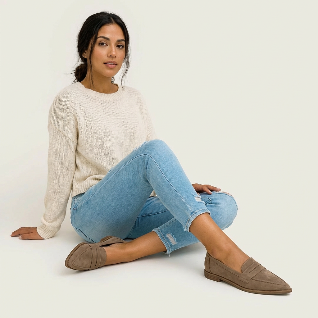 Mocassini marroni donna a punta, calzature chic per moda femminile e versatilità.
