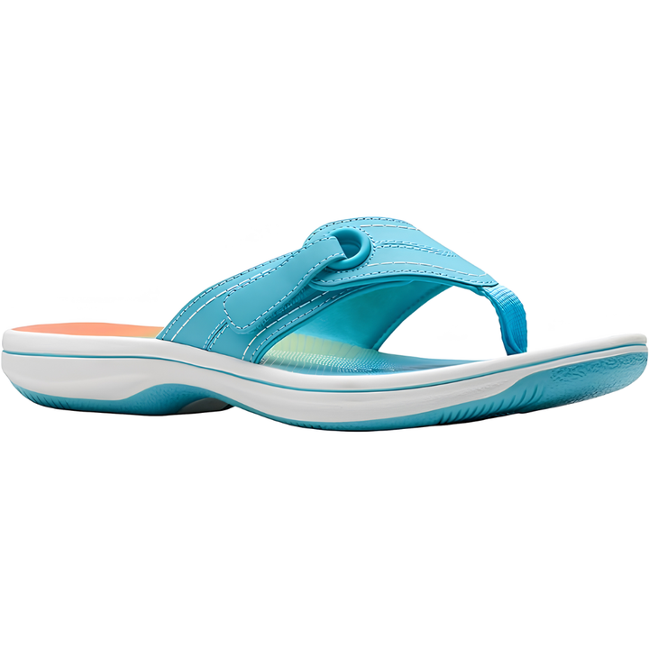 Infradito lilla da donna, calzature estive comode ed eleganti per la spiaggia.