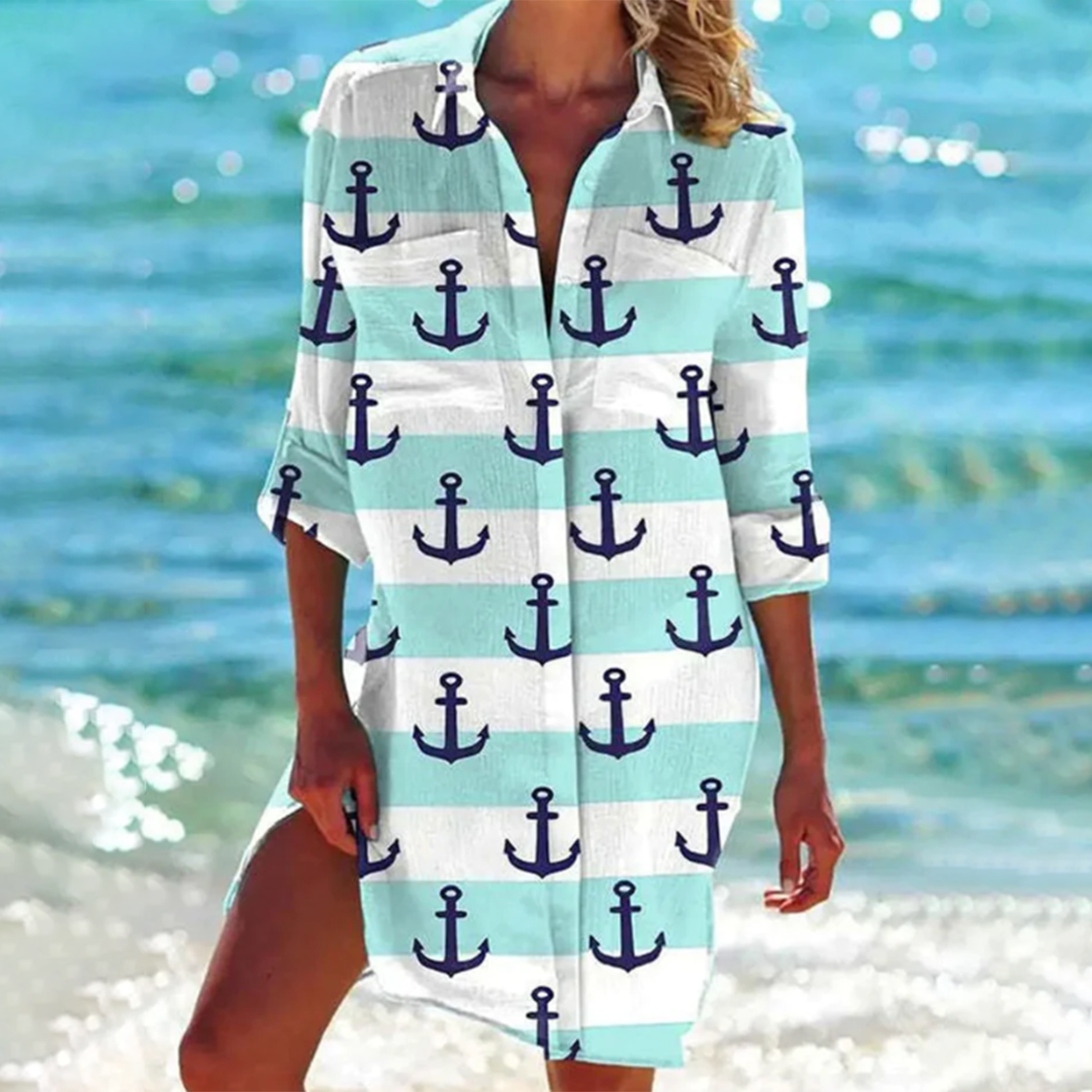 Vestito donna estivo, svasato e casual, leggero per vacanze al mare e primavera, molto comodo.