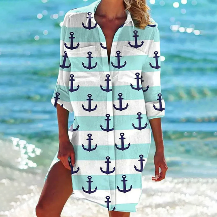 Vestito donna estivo, svasato e casual, leggero per vacanze al mare e primavera, molto comodo.