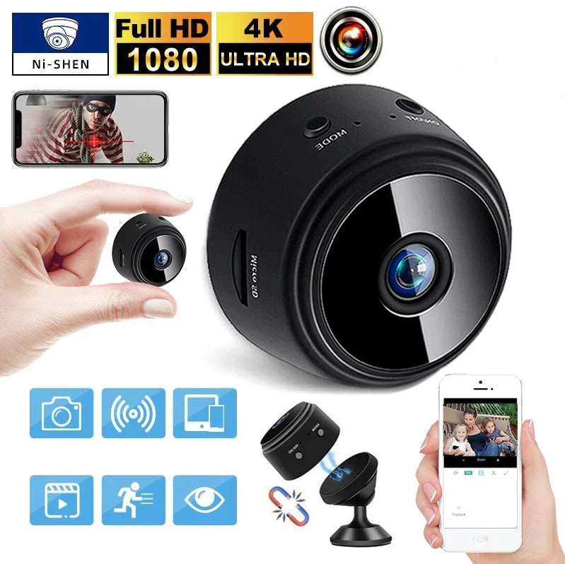 Sistema di sorveglianza wireless 1080P per interni ed esterni, offre sicurezza avanzata con facile installazione.