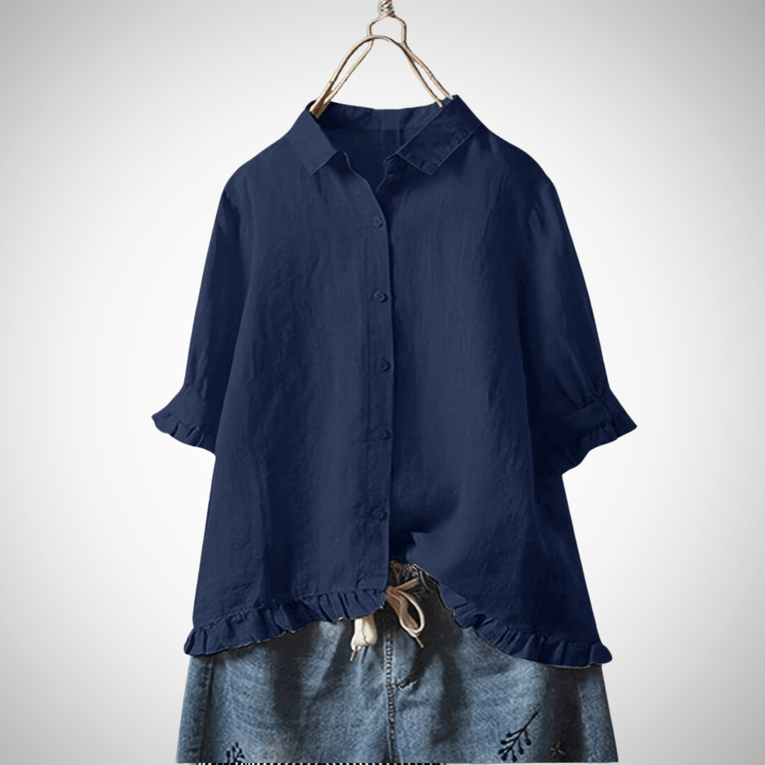 Camicia donna rosa in cotone leggero a maniche corte. Essenziale per outfit estivi versatili e confortevoli.