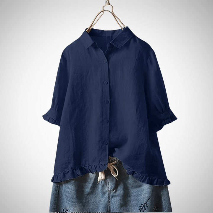 Camicia donna rosa in cotone leggero a maniche corte. Essenziale per outfit estivi versatili e confortevoli.