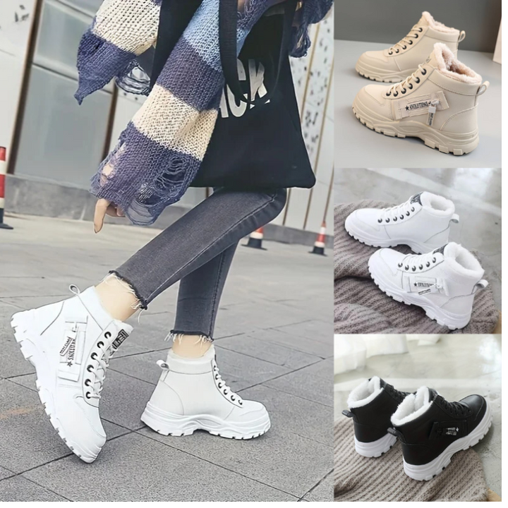 Stivaletti invernali donna eleganti, neri con lacci, perfetti per look alla moda e caldi tutto l'inverno.