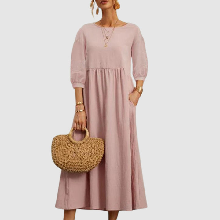 Abito lungo donna autunnale, vestito soffice ideale per primavera. Comodo ed elegante, stile oversize.