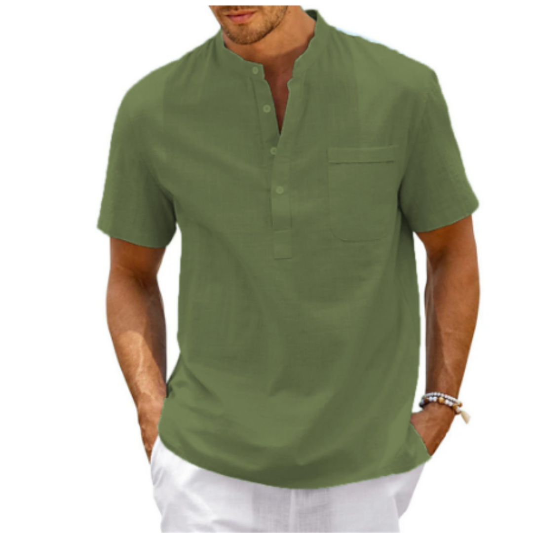 Camicia estiva uomo, manica lunga in tessuto leggero. Ideale per un look casual-elegante, garantendo freschezza e stile.