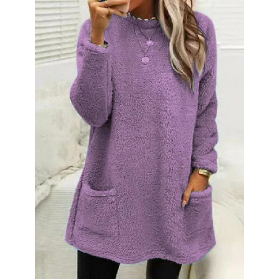Maglione oversize donna casual, accogliente e con tasche, un top comodo per autunno/inverno.