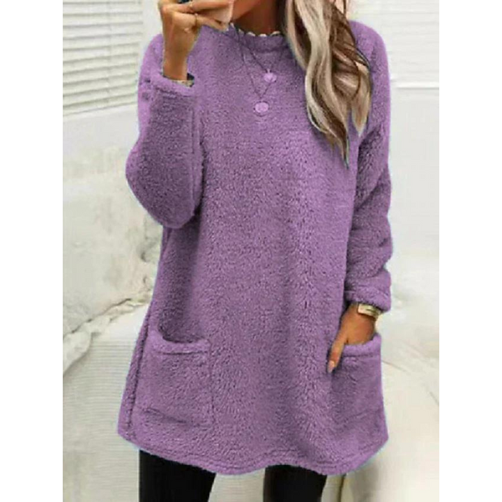 Maglione oversize donna casual, accogliente e con tasche, un top comodo per autunno/inverno.