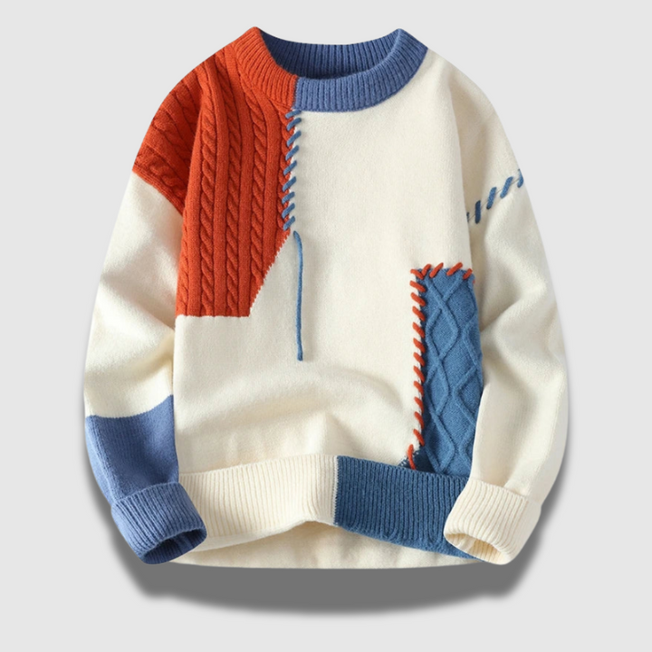 Maglione uomo casual con fantasia vivace, offre comfort elevato. Abbigliamento moda per ogni occasione.