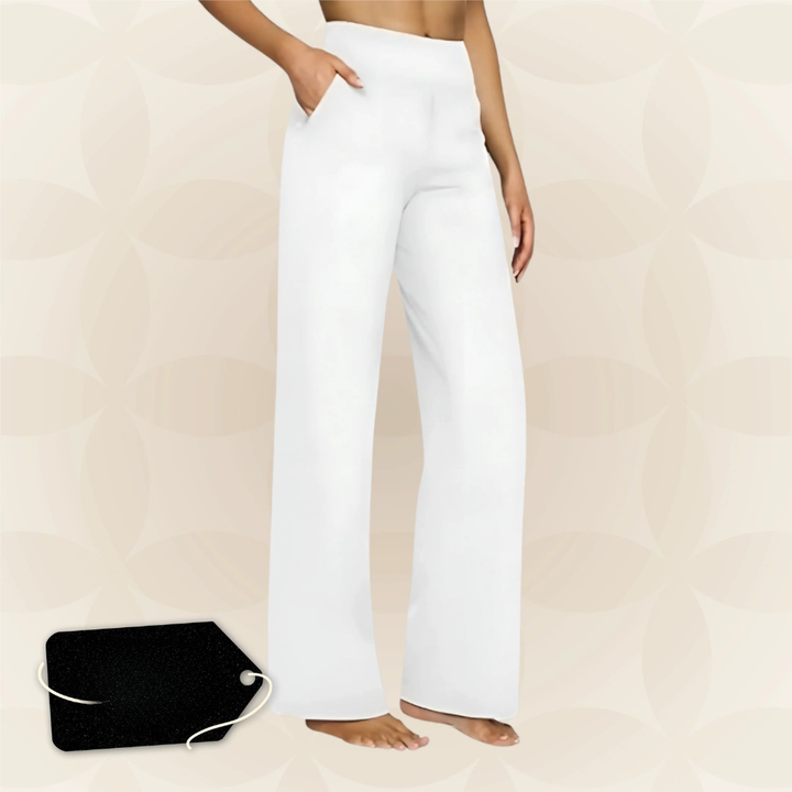 Moda donna: pantaloni elasticizzati vita alta, versatili per outfit casual ed eleganti.