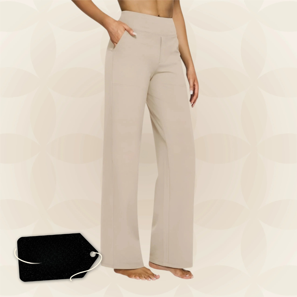 Pantaloni casual donna, elasticizzati e a vita alta, perfetti per look comodi e alla moda.