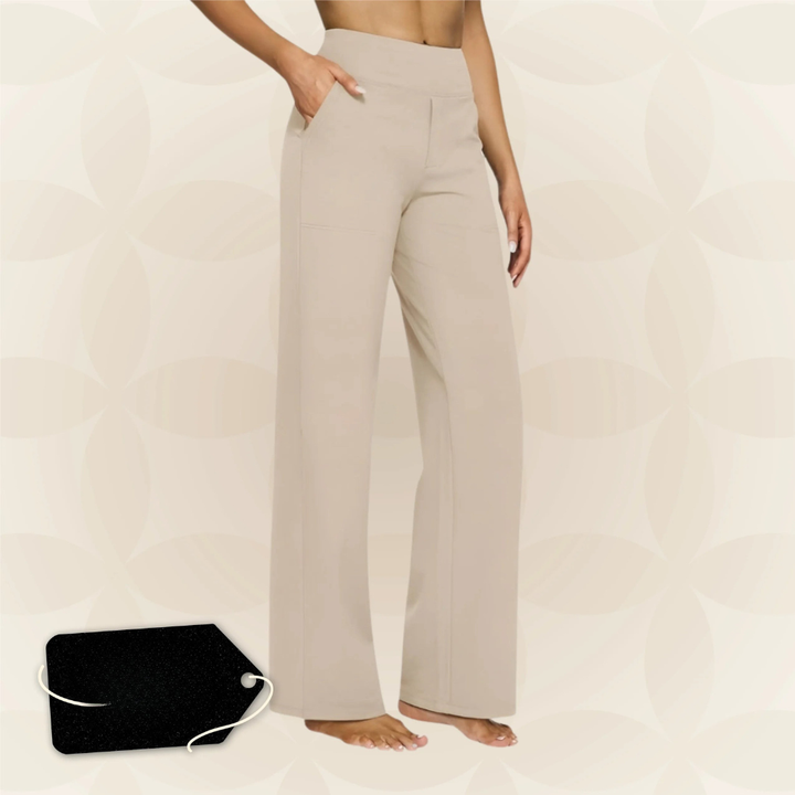Pantaloni casual donna, elasticizzati e a vita alta, perfetti per look comodi e alla moda.