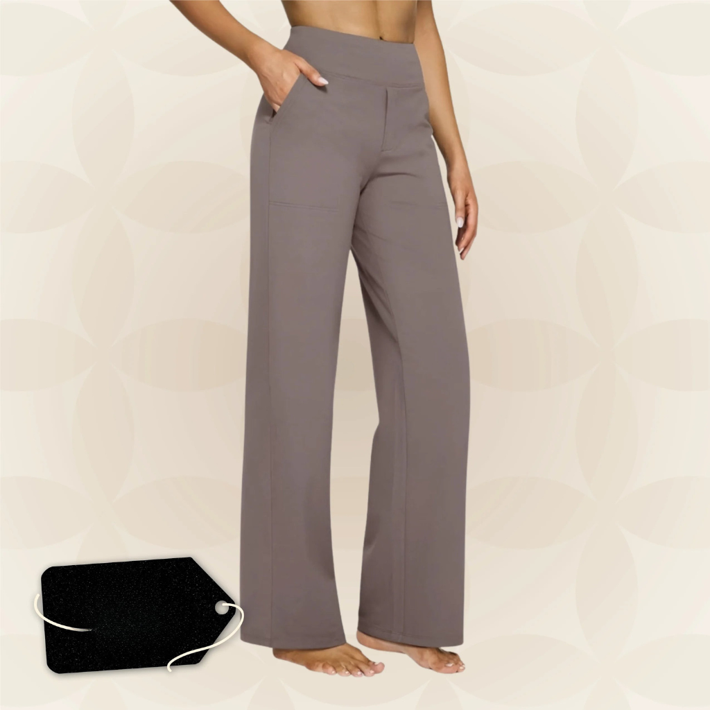 Pantaloni donna elasticizzati vita alta, ideali per comfort quotidiano e look versatili.