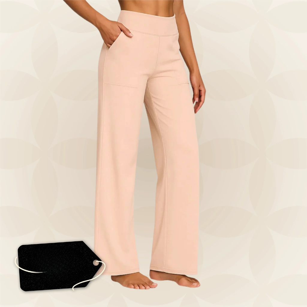 Look chic e comodo: pantaloni donna elasticizzati, vita alta, ideali per un abbigliamento versatile.