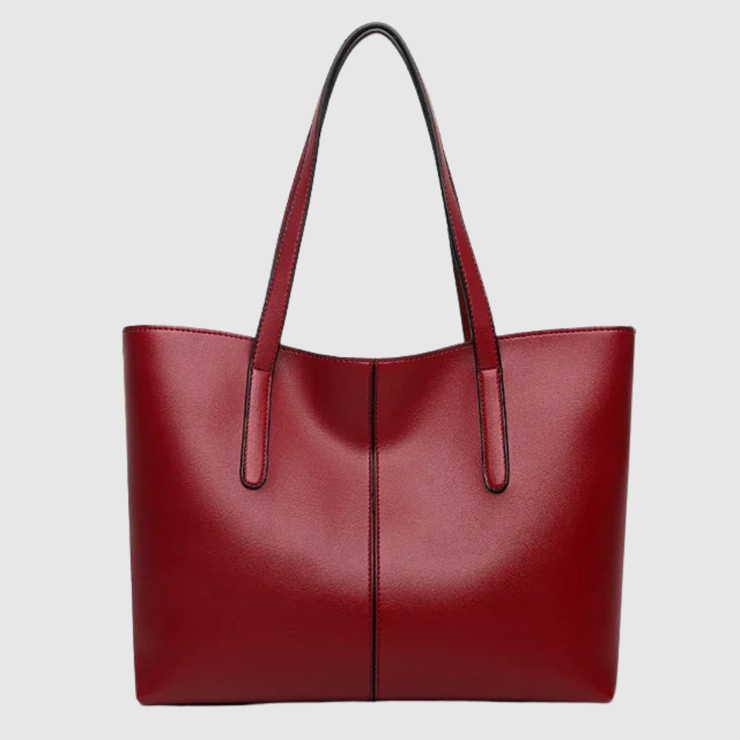 Ampia borsa tote in pelle lucida per donna, ideale per l'ufficio o il tempo libero, spaziosa e di tendenza.