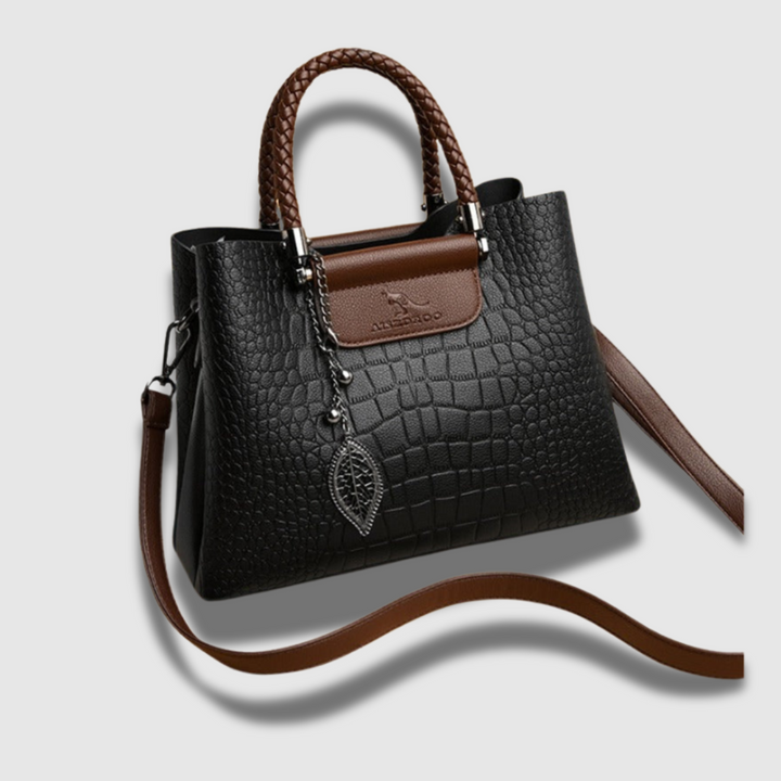 Borsetta da donna di lusso in effetto pelle coccodrillo con manico intrecciato, un must-have per la moda.