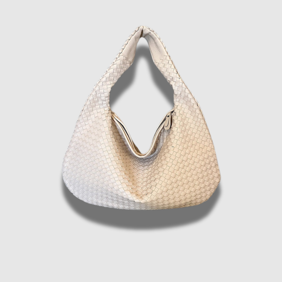 Borsa a tracolla donna in pelle intrecciata, design chic senza tempo, perfetta per ogni occasione.